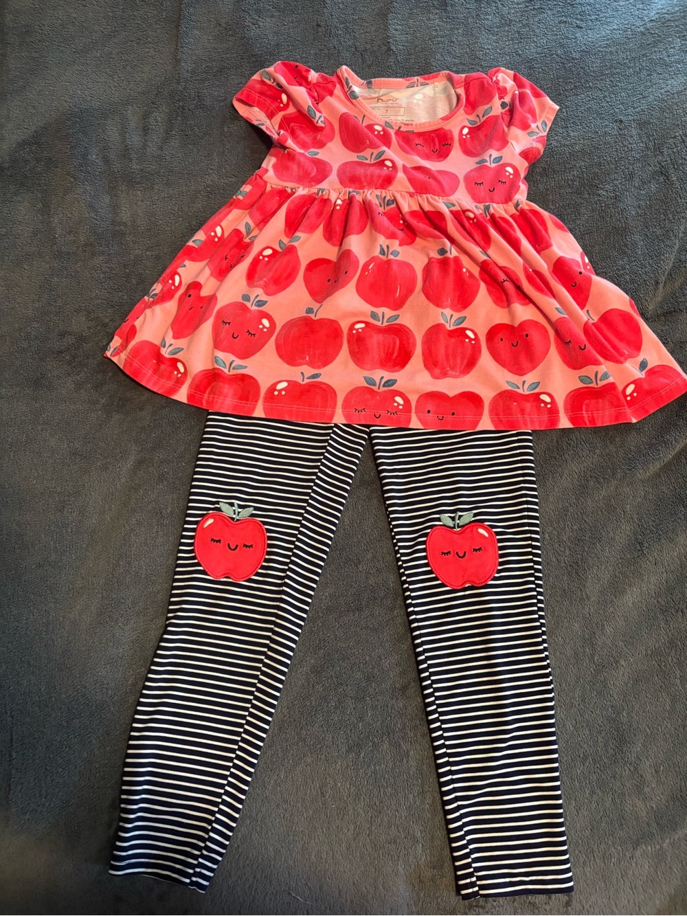 Little Sleepies Red Apple Tunic with Black & White Stripe Leggings